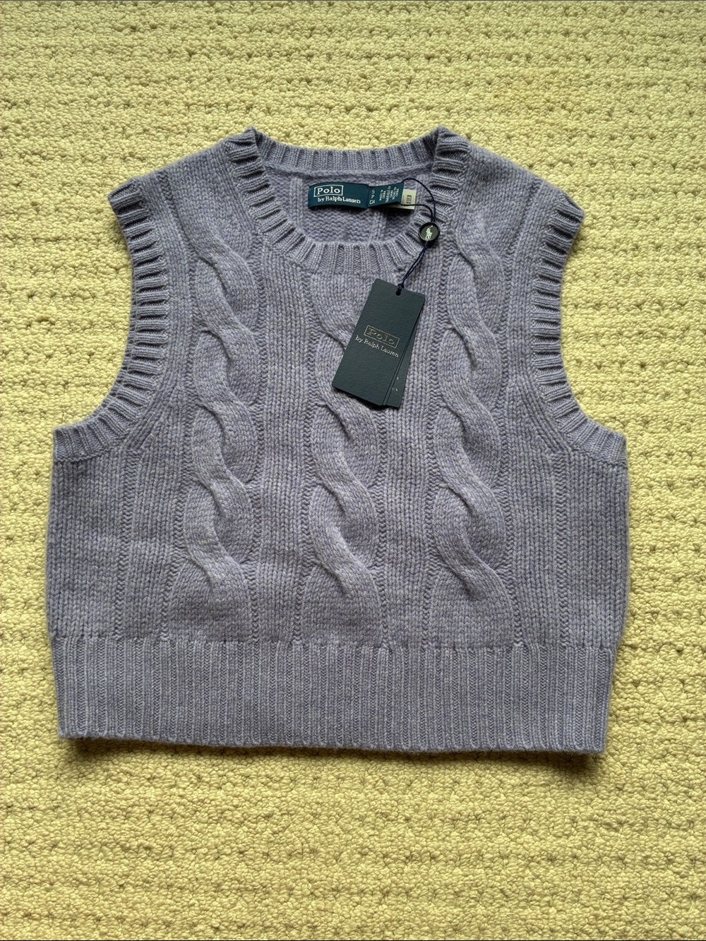Polo Ralph Lauren NWT Women’s Purple Cable Wool Cashmere Sweater Vest Small NEW - Picture 2 of 10